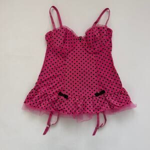 Vintage Playboy Bunny Pink & Black Polka Dot Bustier Corset